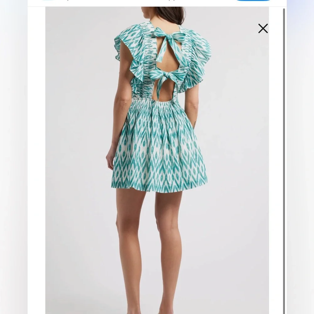 Elegant Teal Patterned Dress- Saylor - Picture 2 of 6